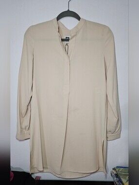 Anne Klein Womens Spilt Neckline Pleated Pullover Blouse Anne White Size xxs NWT